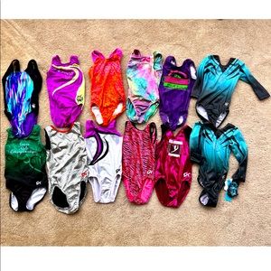 10 girls leotards, mostly GK, some brand new!